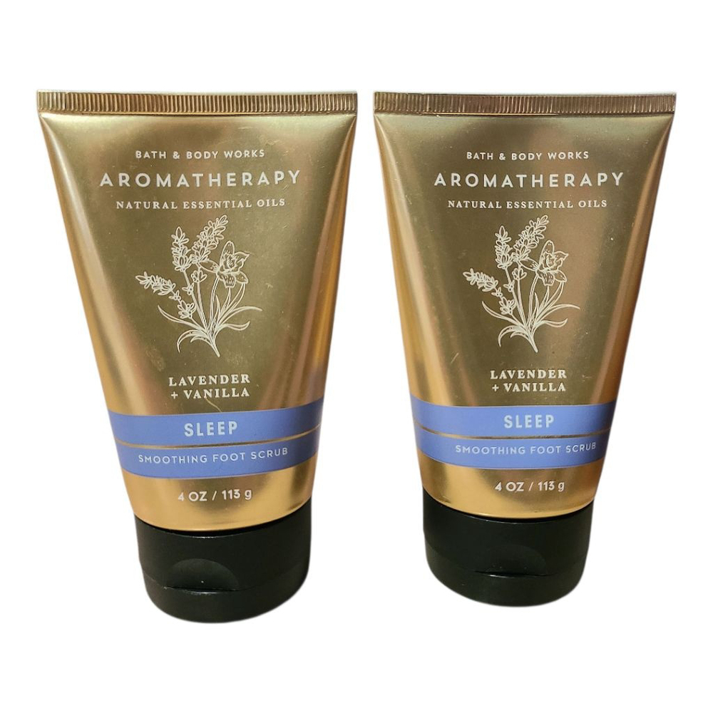 2 LAVENDER VANILLA "SLEEP" SMOOTHING FOOT SCRUBS BY BATH AND BODY WORKS